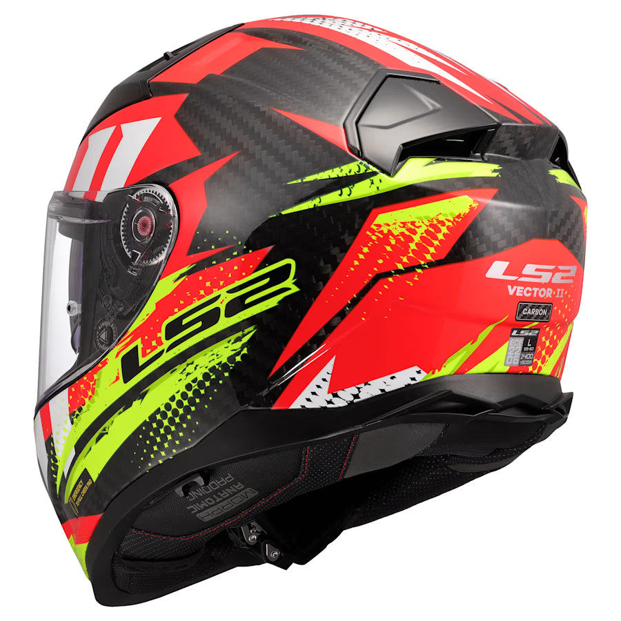 LS2 FF811 Vector II Carbon Touring Motorcycle Helmet Tantic Red H-V Yellow