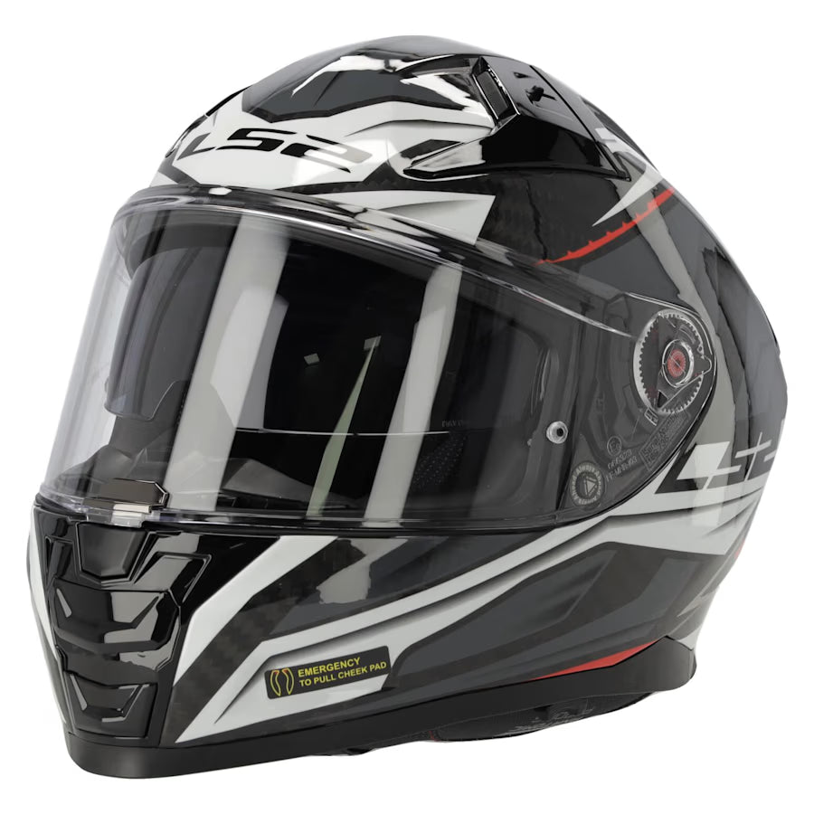 LS2 FF811 Vector II Full Face Motorcycle Helmet  Savage White Red Grey