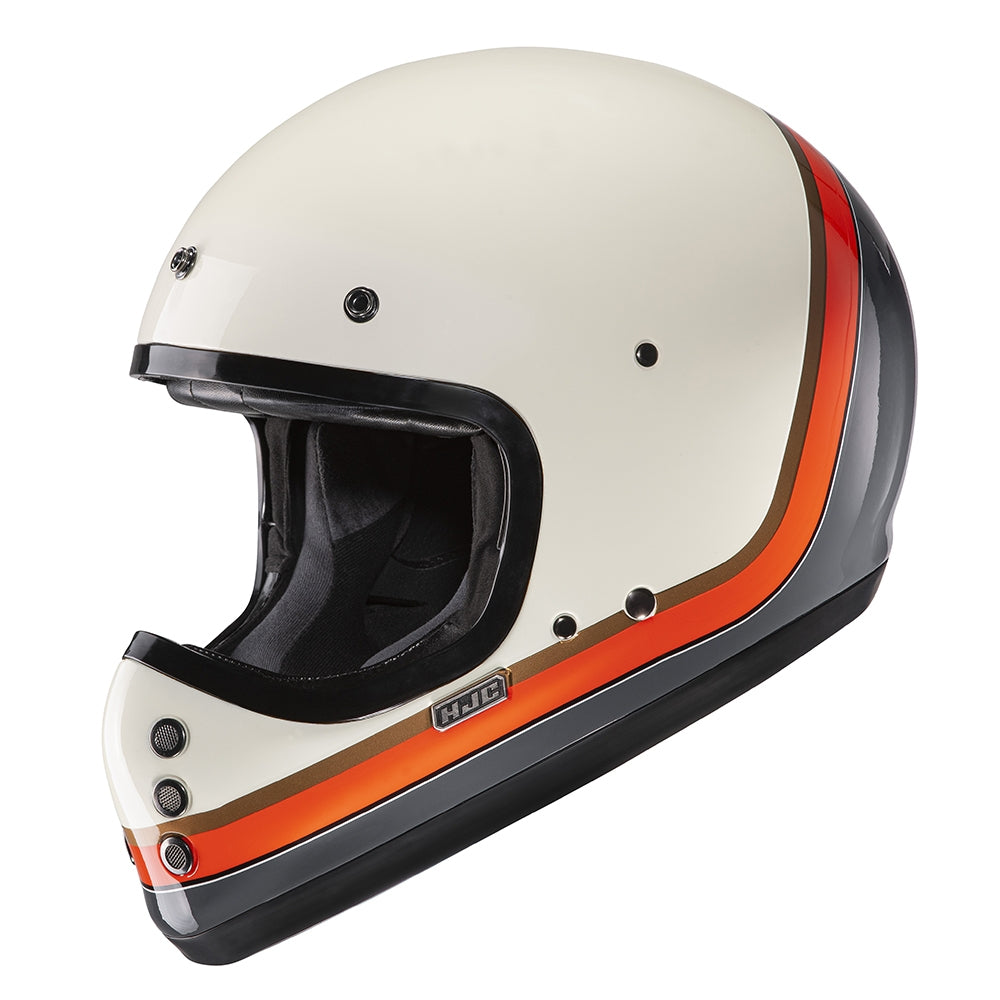 HJC V60 SCOBY MC7 Motorcycle Vintage Style Helmet Brown Orange White