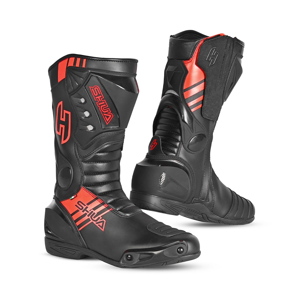 SHUA - Super Tech Leather Boots Black/Red - SECURTEX MOTOR SL (t/a MaximoMoto)