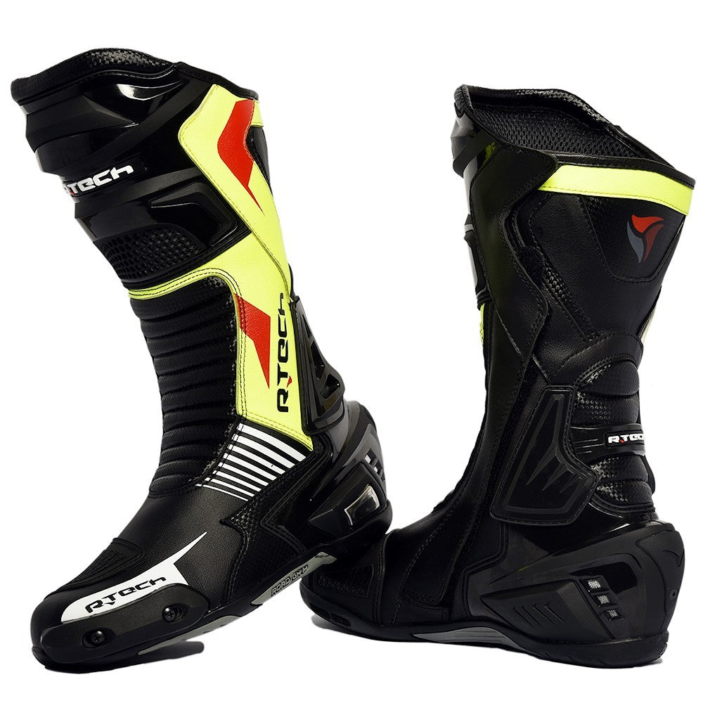  R-TECH - Road Racer WP Leather Boots Black/Fluor Yellow - SECURTEX MOTOR SL (t/a MaximoMoto)