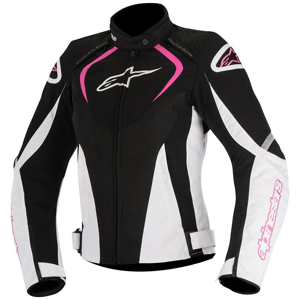 Alpinestars Stella T-Jaws v3 Waterproof Jacket Black White & Fuchsia - front pic