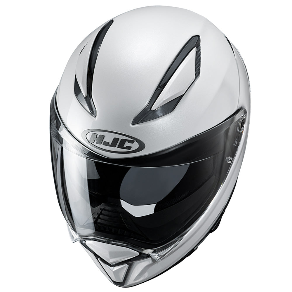 HJC F70 Pearl White Sports touring Full Face Helmet top view - MaximomotoUK