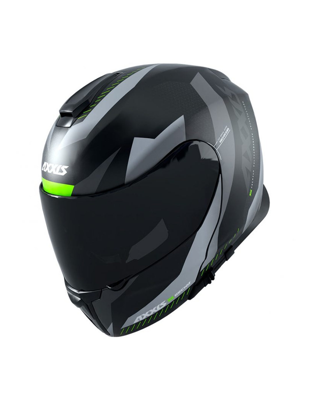  AXXIS-FU403SV GECKO SV SHIELD B2 GLOSS GREY HELMET - SECURTEX MOTOR SL (t/a MaximoMoto)