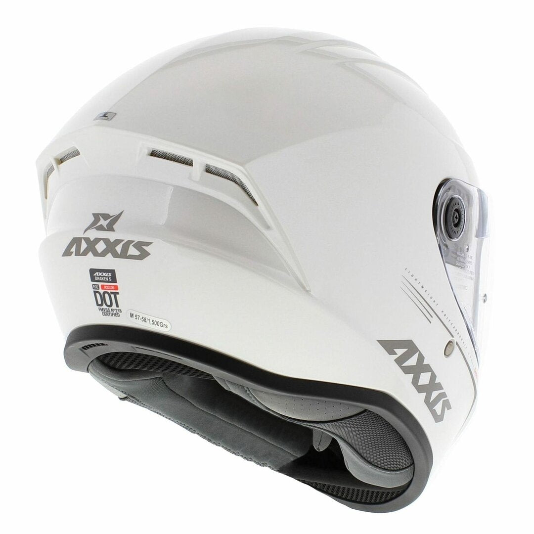  AXXIS-FF112C DRAKEN S SOLID V.2 A10 GLOSS PEARL WHITE HELMET - SECURTEX MOTOR SL (t/a MaximoMoto)