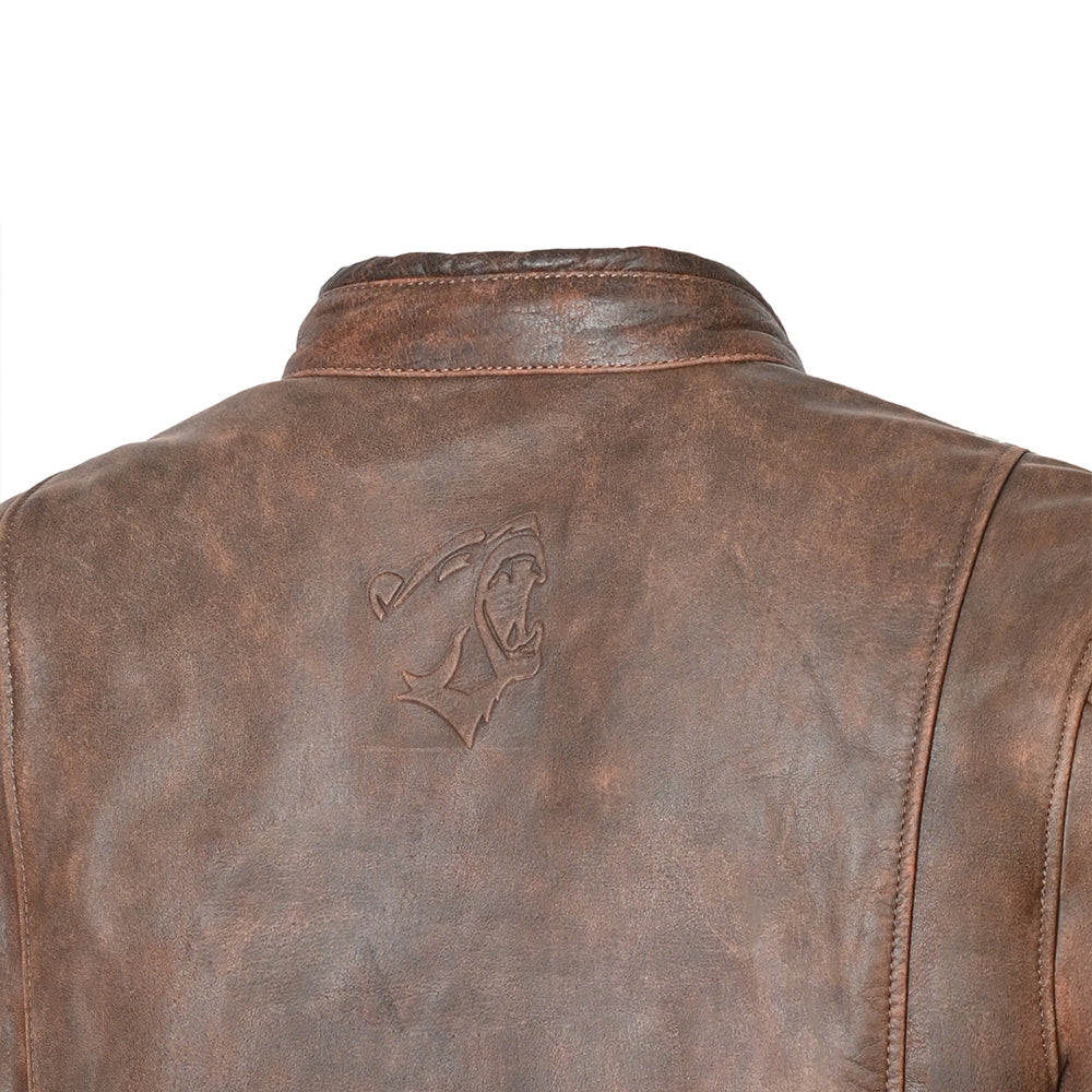 BELA Royal Rider Leather Motorcycle Jacket Vintage Brown Beige