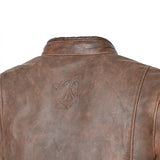 BELA Royal Rider Leather Motorcycle Jacket Vintage Brown Beige
