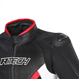 R-TECH Tom Rider Lady Motorcycle Leather Jacket Black/White/Red