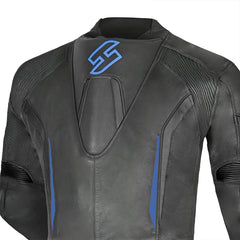 SHUA Infinity 2.0 - 1 PC Motorcycle Racing Leather Suit - Black Blue - top back view