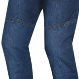 Bela Stroke Motorcyle Denim Blue knees closeup