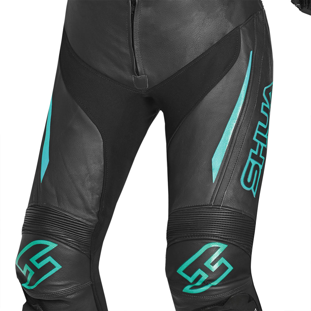 SHUA Infinity Lady 2 PC Motorcycle Racing Suit Black Turquoise 