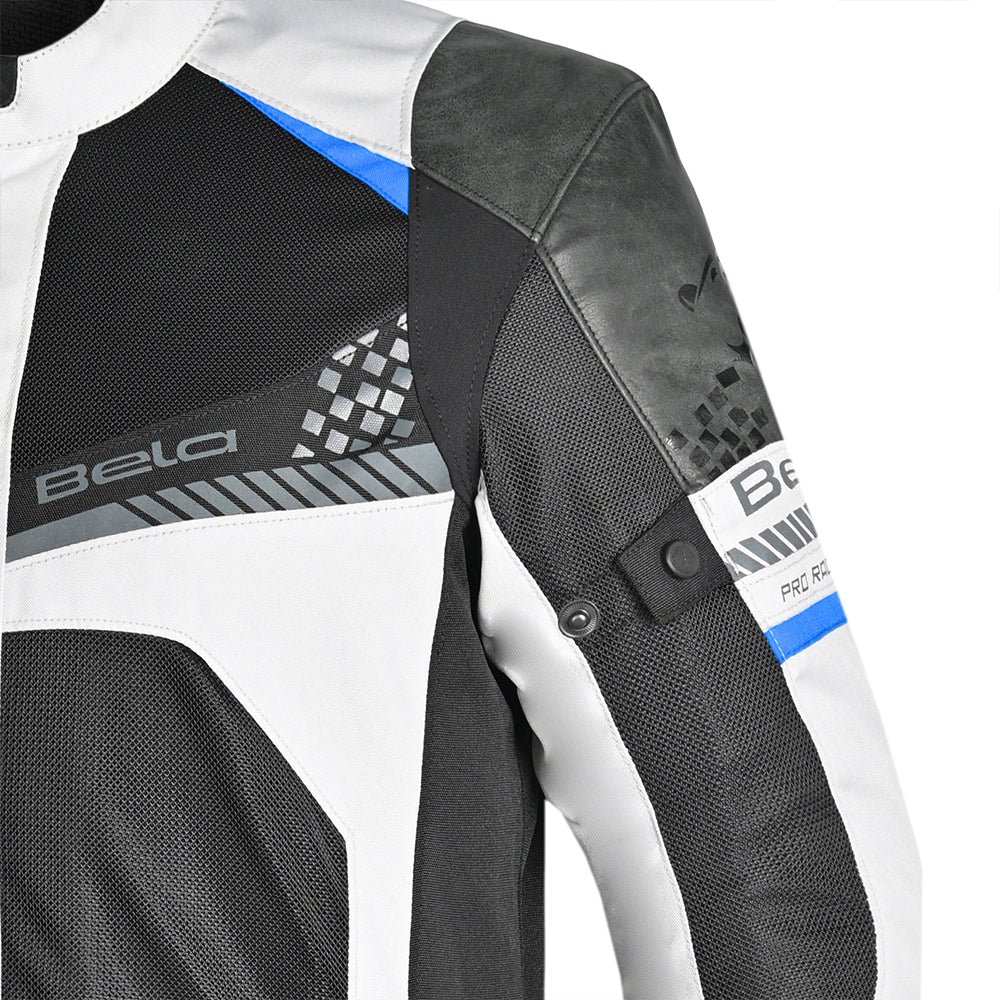 BELA Onsaker Motorcycle Textile Jacket - White Black Blue