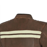 Bela Stark Motorcycle Leather Jacket Brown Beige shoulders pic