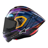 Alpine Supertech R10 Martinator Motorcycle Racing Helmet Blue Purple Red