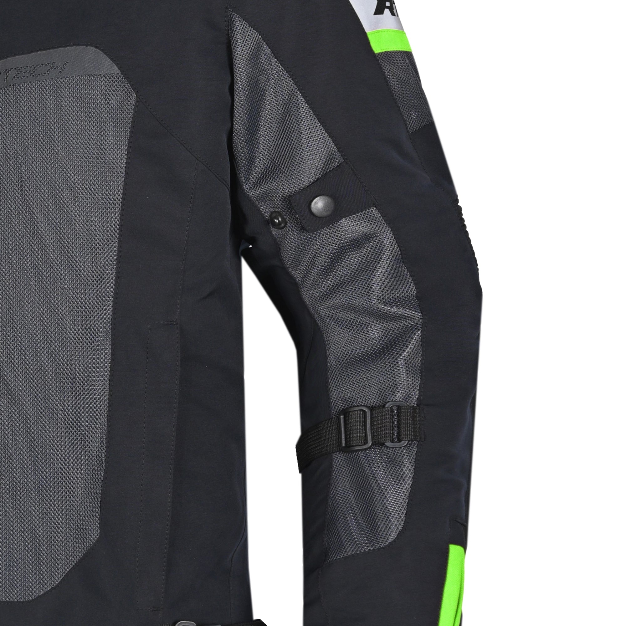 R-TECH SPIRAL MESH MOTORCYCLE JACKET BLACK GRAY FLUORO GREEN