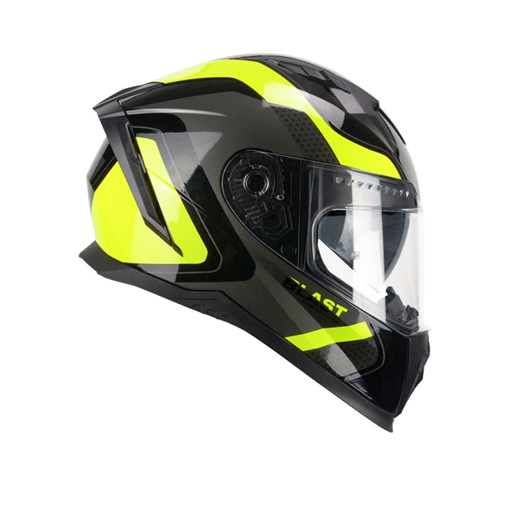 CGM 311R BLAST RACE Integral Moto Casco Negro Amarillo Fluo