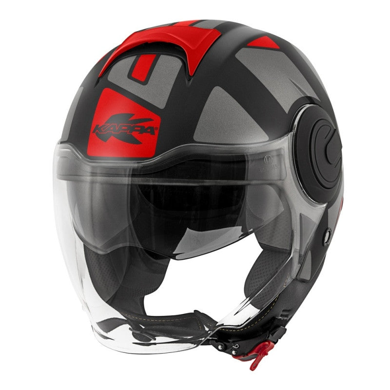  KAPPA - JET HELMET KV37/EVOD/STYLE BLACK-MT/TITANIUM/RED - SECURTEX MOTOR SL (t/a MaximoMoto)