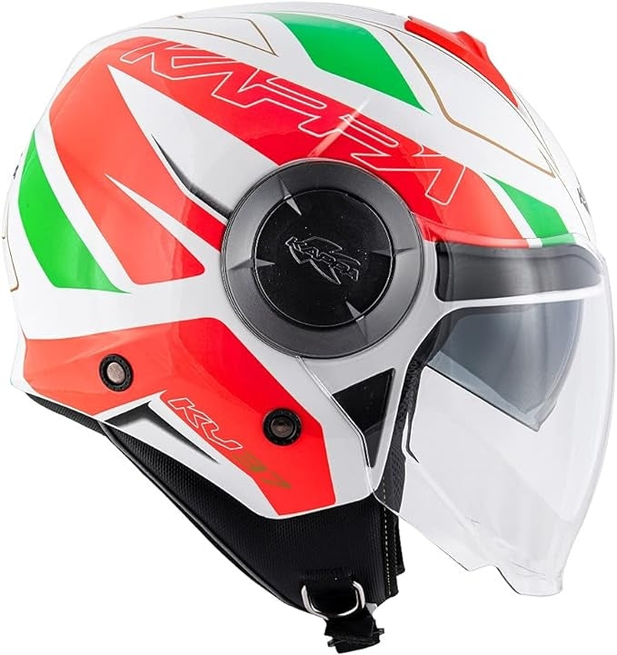  KAPPA - KV37/OREGON.D/READY JET HELMET WHITE-BR/RED/GREEN - SECURTEX MOTOR SL (t/a MaximoMoto)
