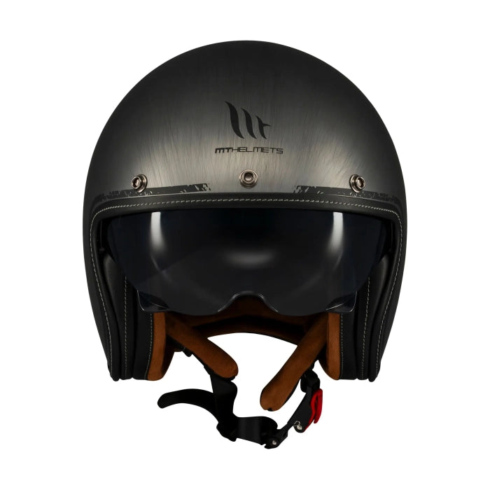 MT Le Mans 2 SV S Scratched Chrome Jet Motorcycle Helmets Grey