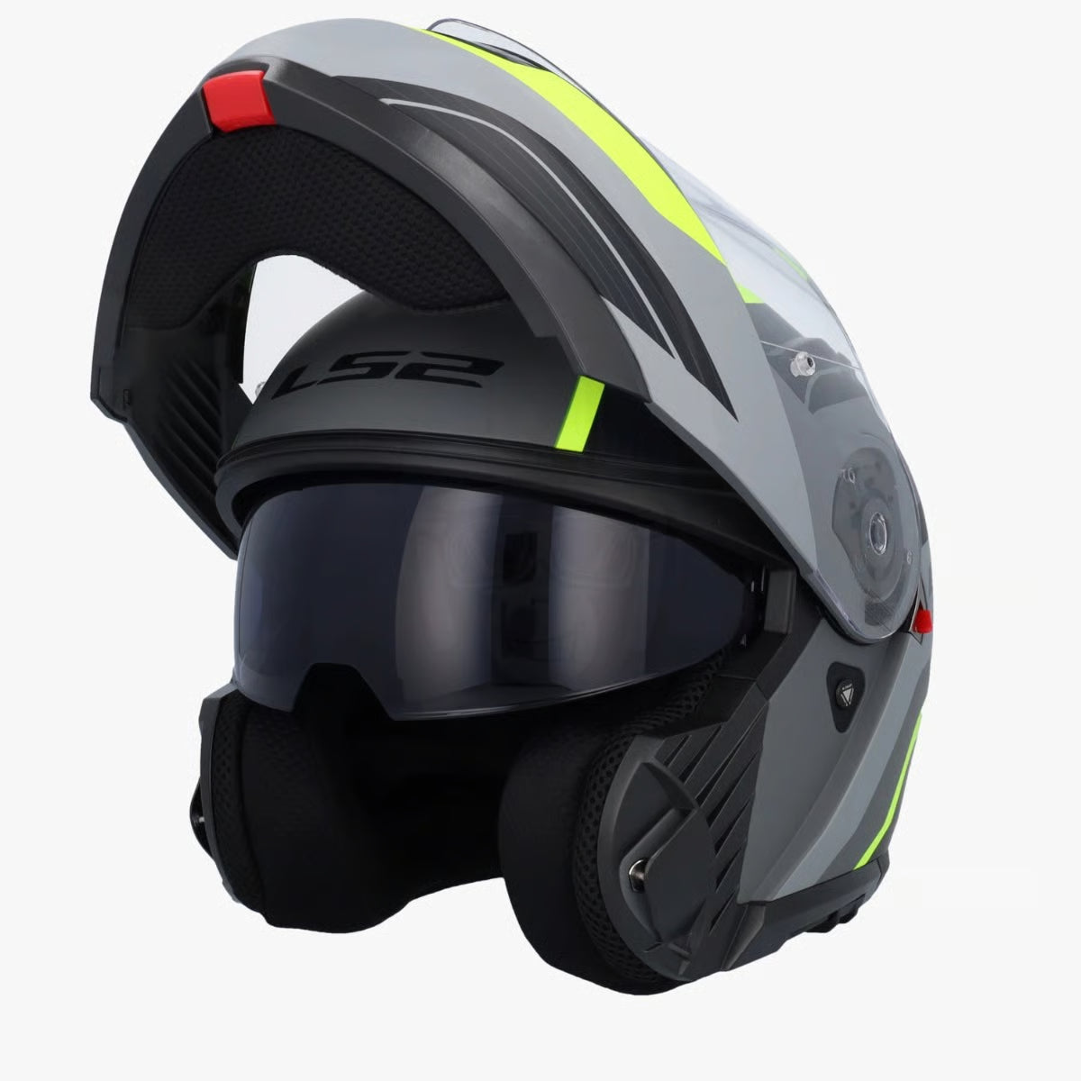 LS2 FF908 STROBE II MONZA MODULAR HELMET M.BLACK H-V YELLOW