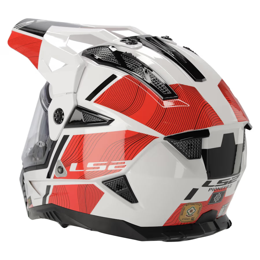LS2 MX702 PIONEER HILL DUAL SPORT MOTORCYCLE ADVENTURE HELMET MATT WHITE RED