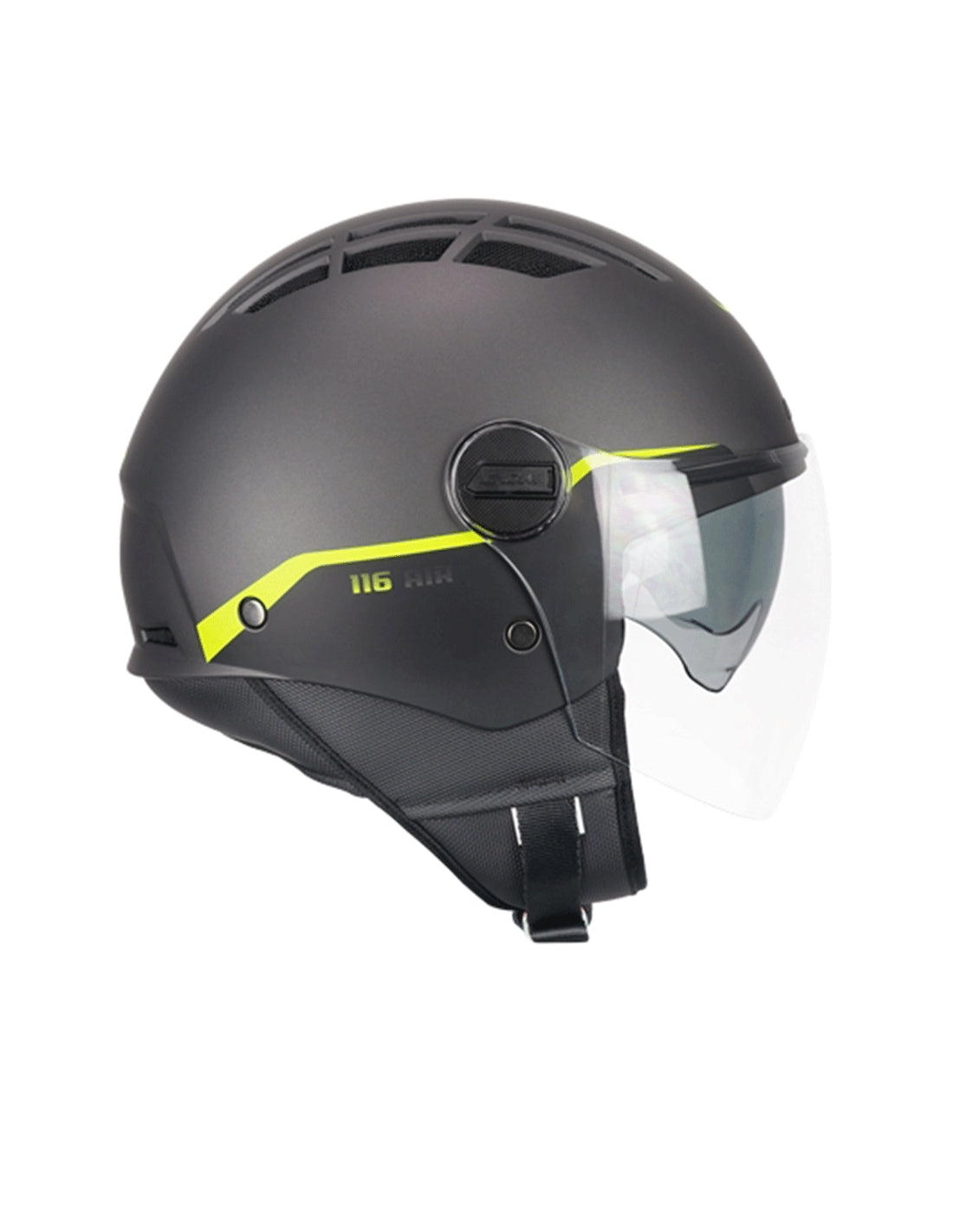 CGM 116G AIR BICO Jet Casco Scooter Grafito Amarillo Fluo