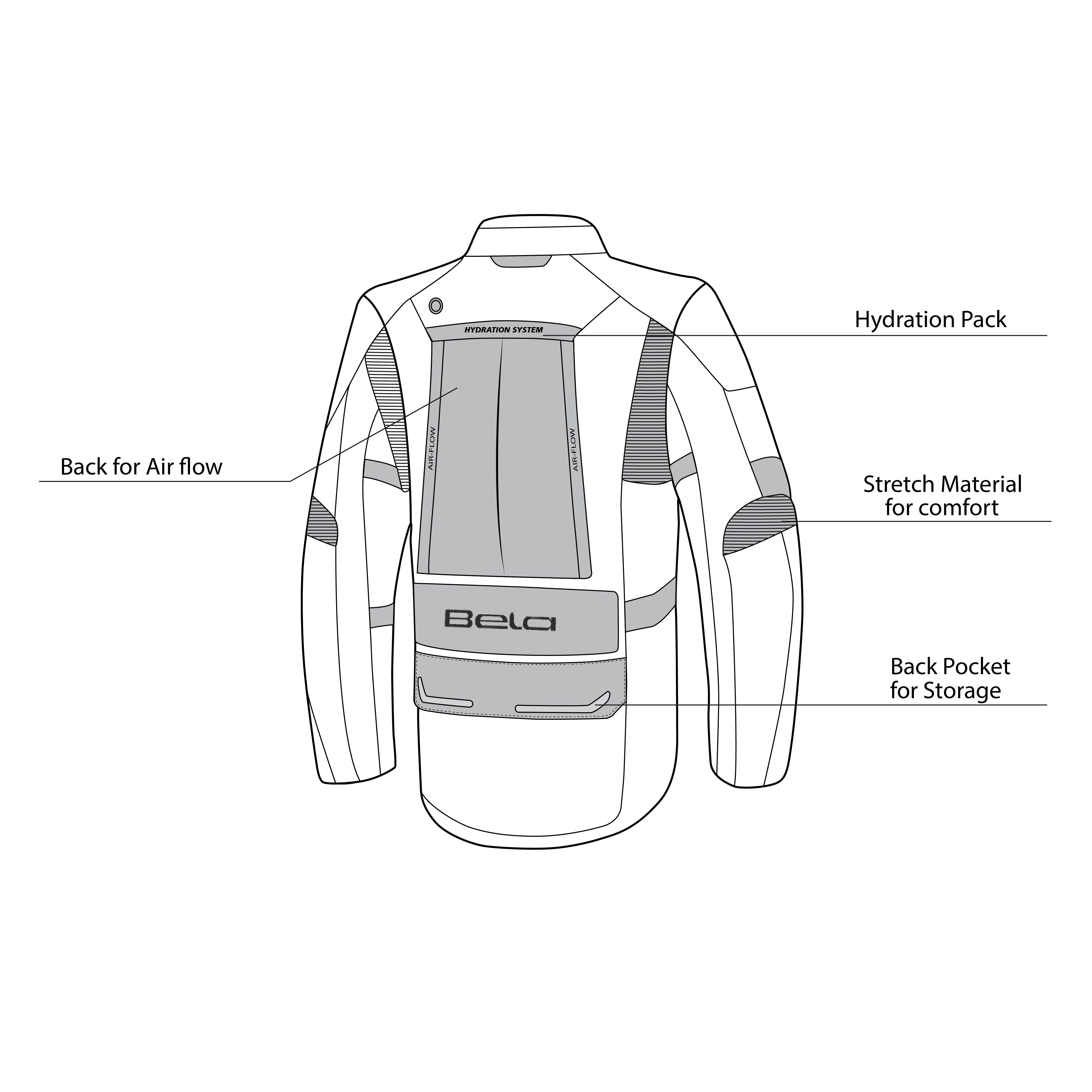 BELA TRANSFORMER 3IN1 MEN MOTORCYCLE TEXTILE JACKET ICE GREY BLACK