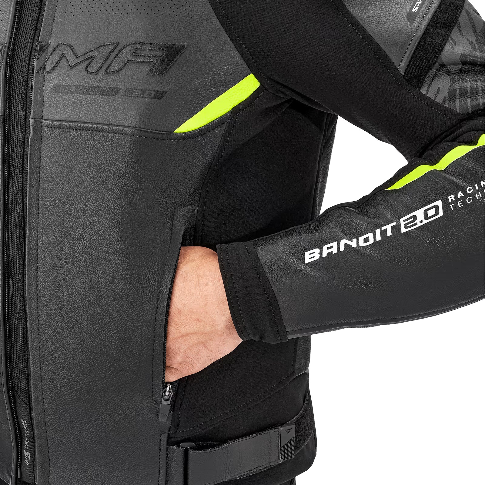 SHIMA BANDIT 2.0 MEN MOTORCYCLE LEATHER JACKET FLUO