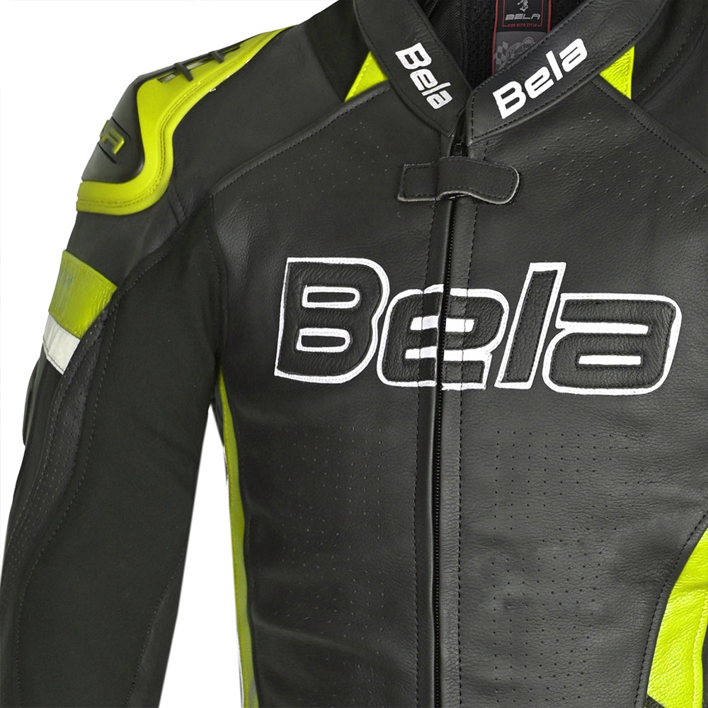  BELA - Rocket man leather jacket Black/Fluor Yellow - SECURTEX MOTOR SL (t/a MaximoMoto)