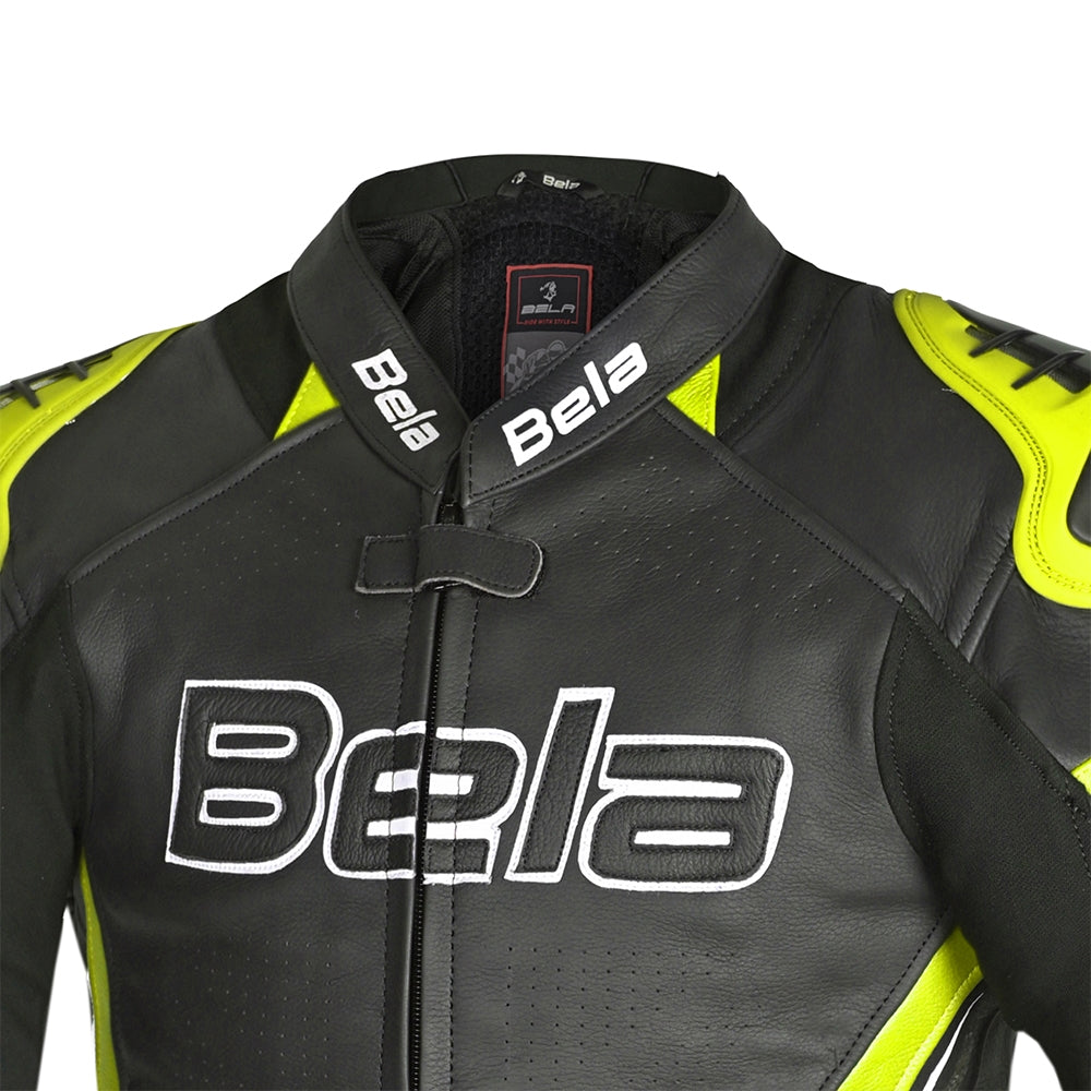  BELA - Rocket man leather jacket Black/Fluor Yellow - SECURTEX MOTOR SL (t/a MaximoMoto)