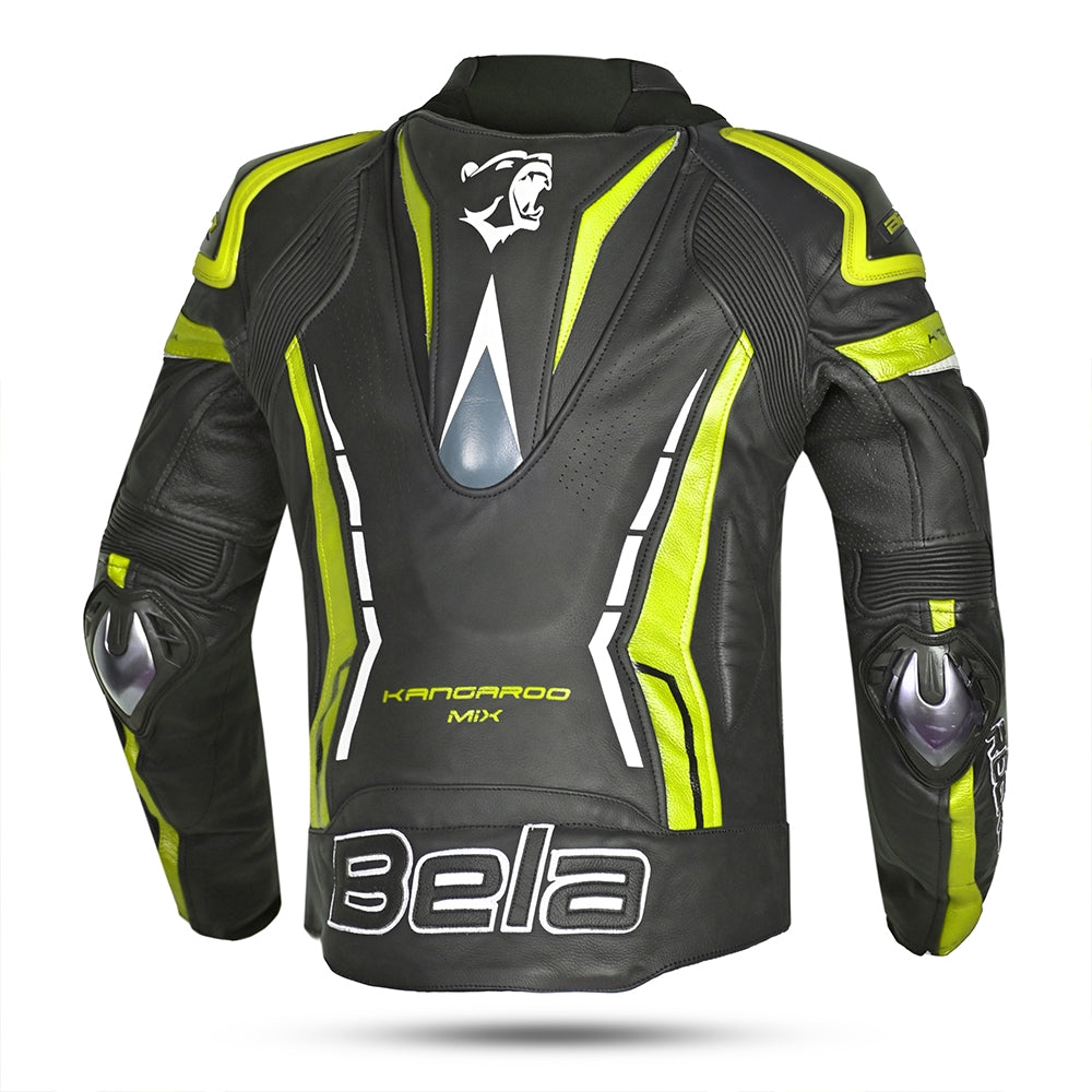  BELA - Rocket man leather jacket Black/Fluor Yellow - SECURTEX MOTOR SL (t/a MaximoMoto)