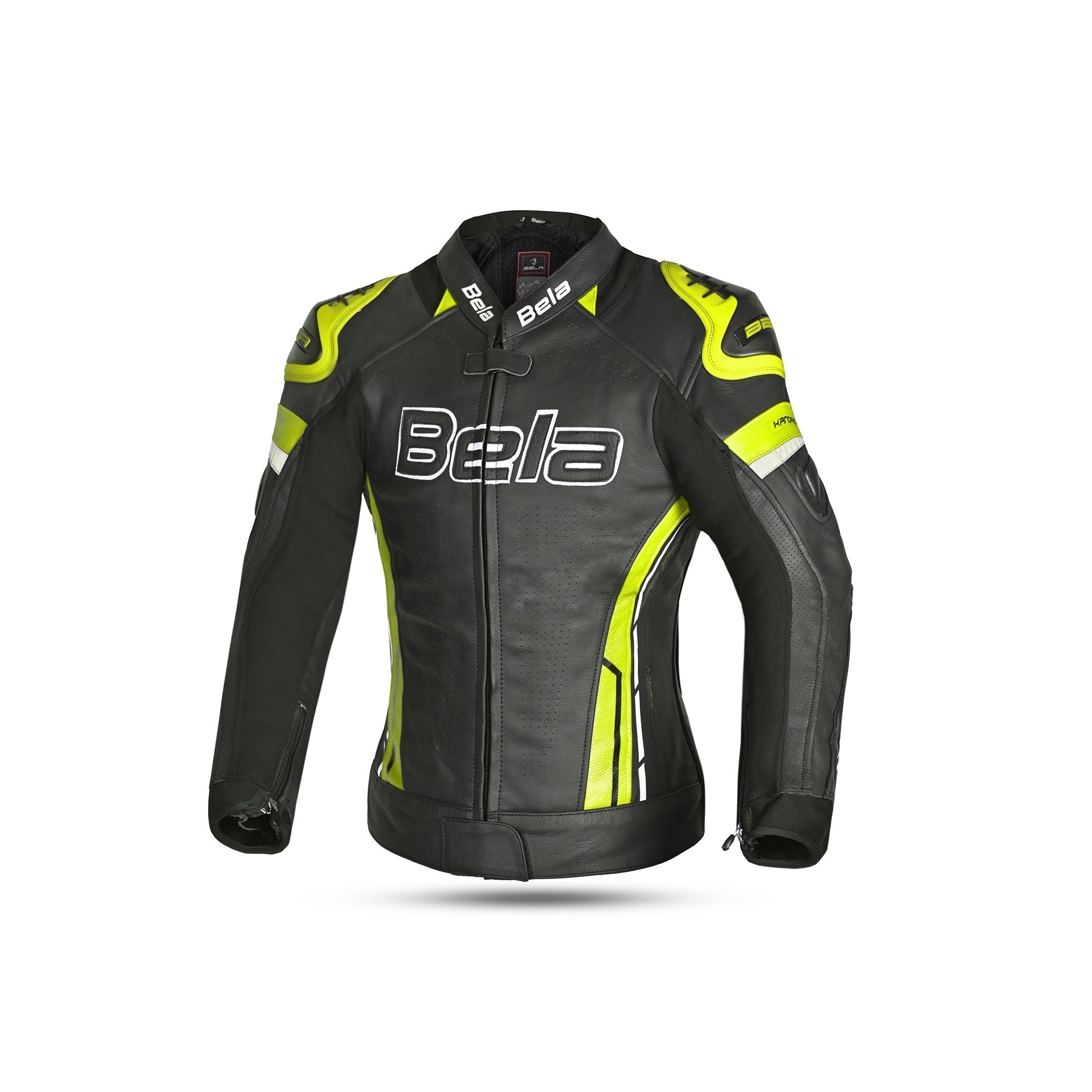 BELA - Rocket lady leather jacket Black/Fluor Yellow - SECURTEX MOTOR SL (t/a MaximoMoto)