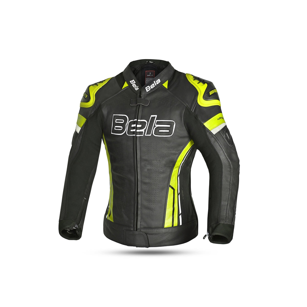 BELA - Rocket lady leather jacket Black/Fluor Yellow - SECURTEX MOTOR SL (t/a MaximoMoto)
