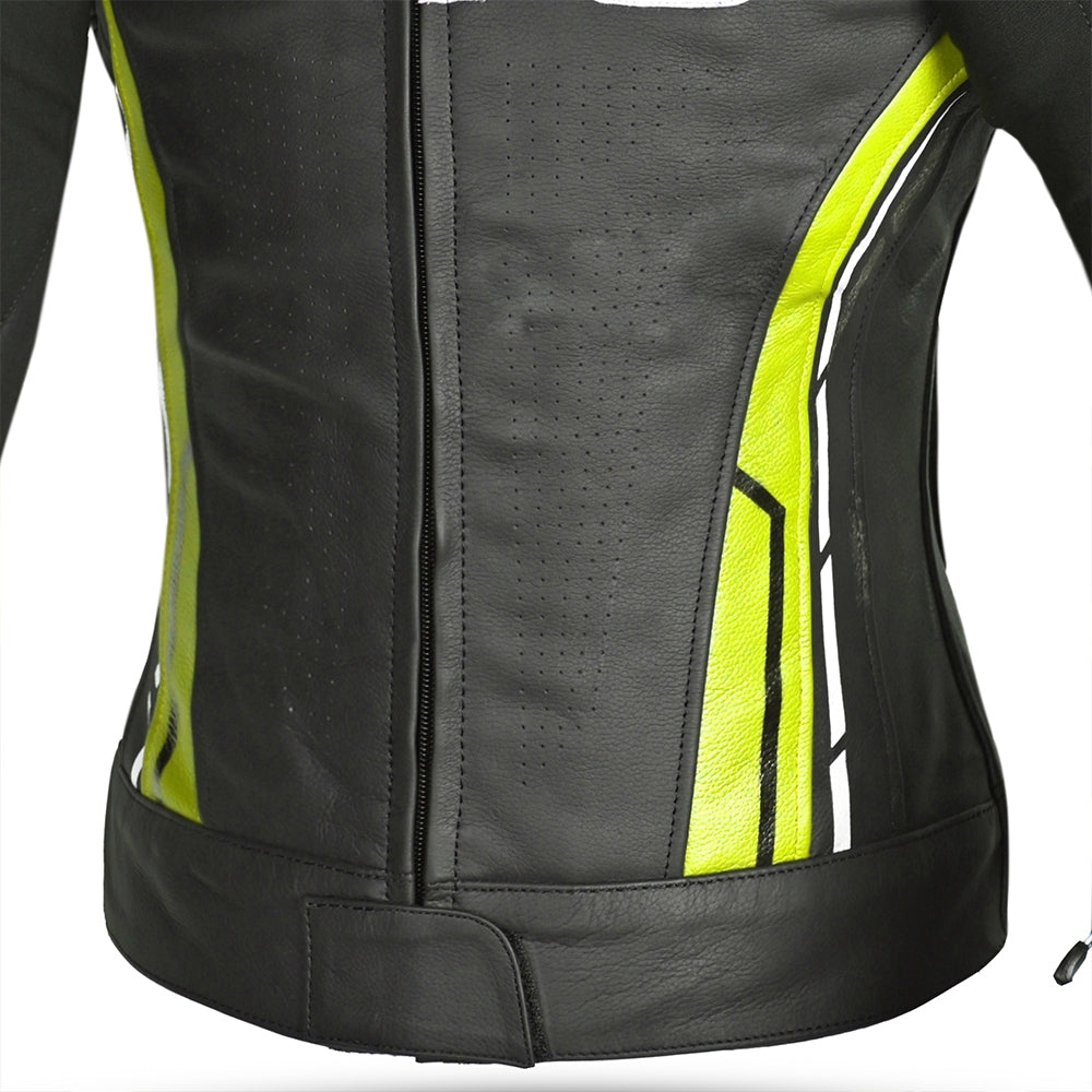  BELA - Rocket lady leather jacket Black/Fluor Yellow - SECURTEX MOTOR SL (t/a MaximoMoto)
