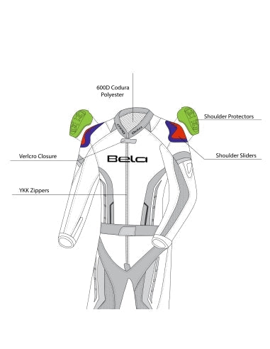 BELA - Rocket Mix Kang 2 PC Suit. White/Red/Black - SECURTEX MOTOR SL (t/a MaximoMoto)
