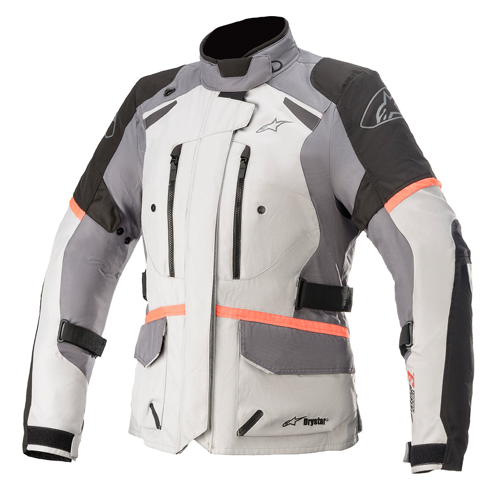 Alpinestars Stella Andes V3 Drystar Jacket Ice Grey DK Grey Black & Coral - front pic