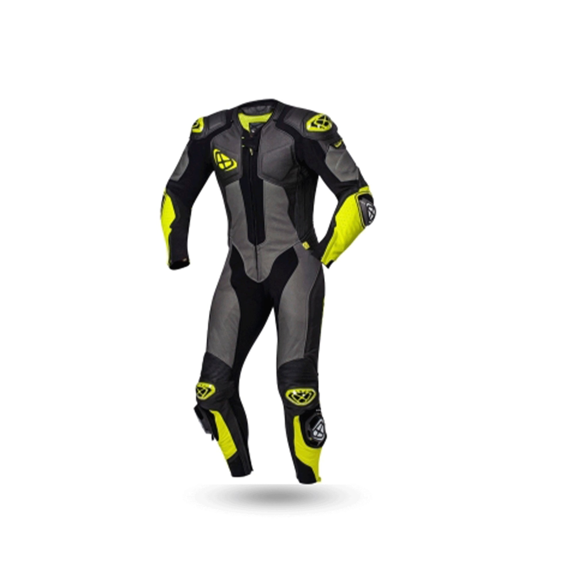  IXON- VENDETTA LEATHER SUITS EVOBLACK/ANTHRACITE/YELLOW - SECURTEX MOTOR SL (t/a MaximoMoto)