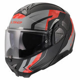 LS2 FF910 ADVANT II GLIDE MOTORCYCLE FLIP FRONT HELMET BLACK GREY RED
