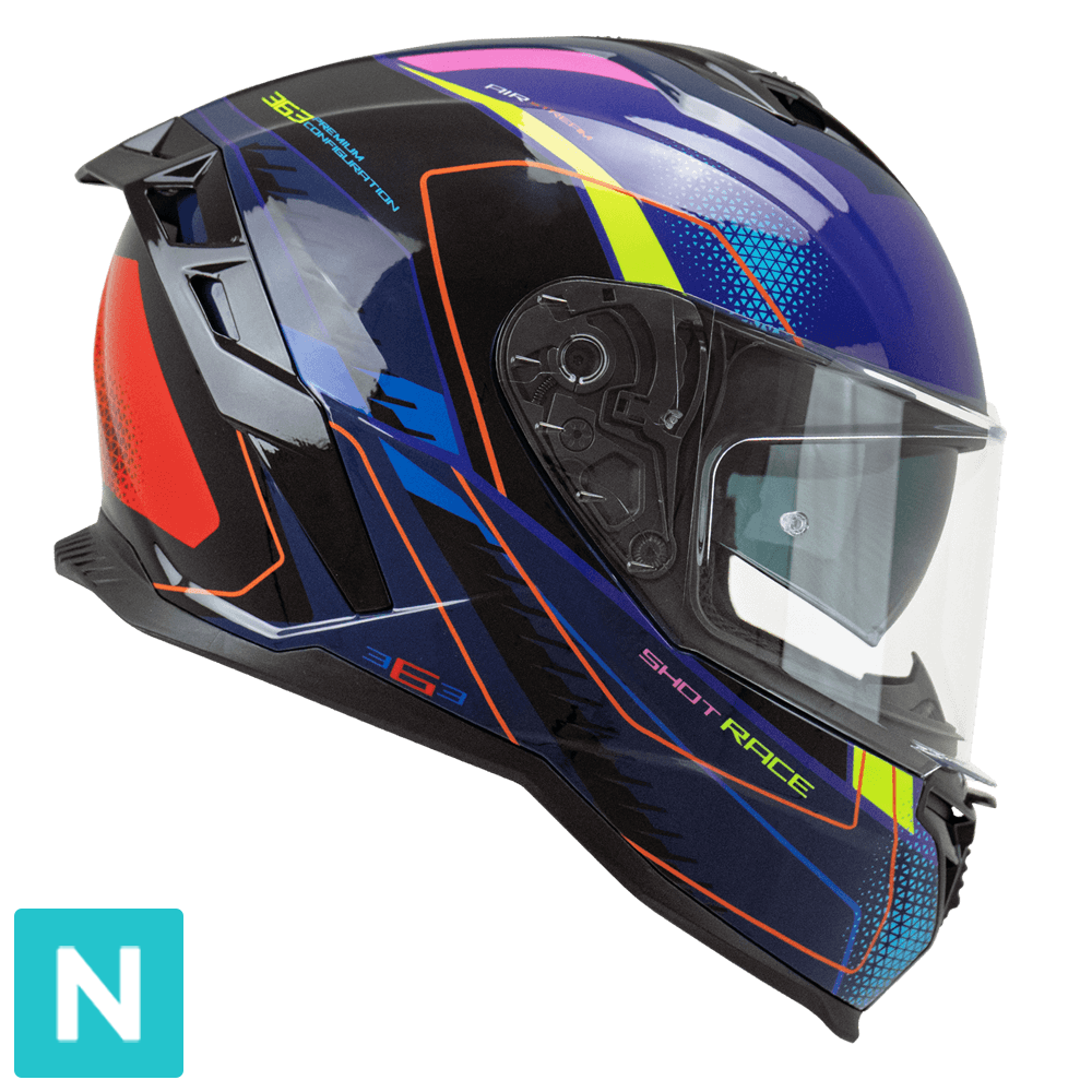 CGM SHOT VILLAIN 363G CASCO DE MOTO AZUL PURPURA ROJO