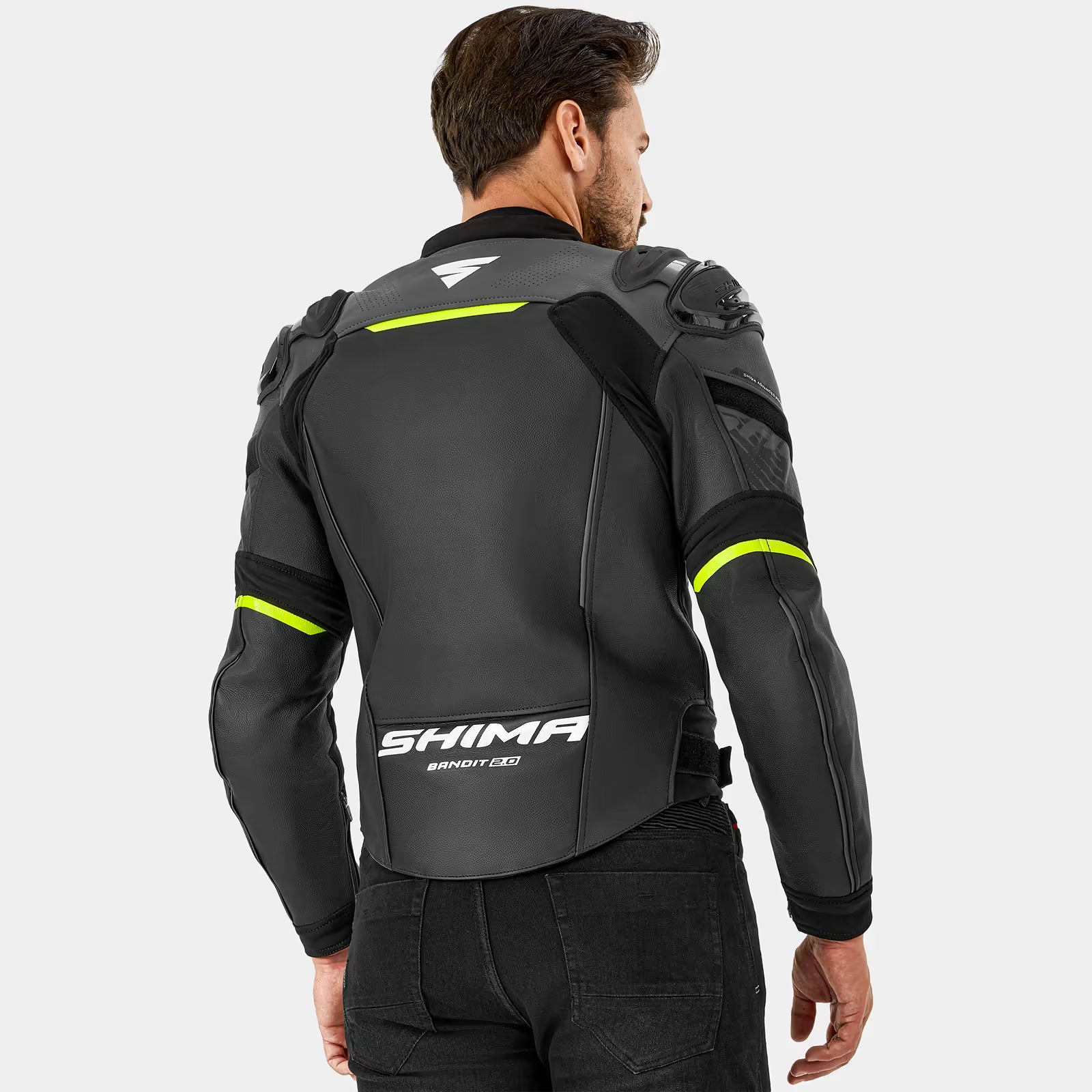 SHIMA BANDIT 2.0 MEN MOTORCYCLE LEATHER JACKET FLUO
