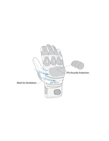  R-TECH - Leather Robo Man Glove Black/Blue - SECURTEX MOTOR SL (t/a MaximoMoto)