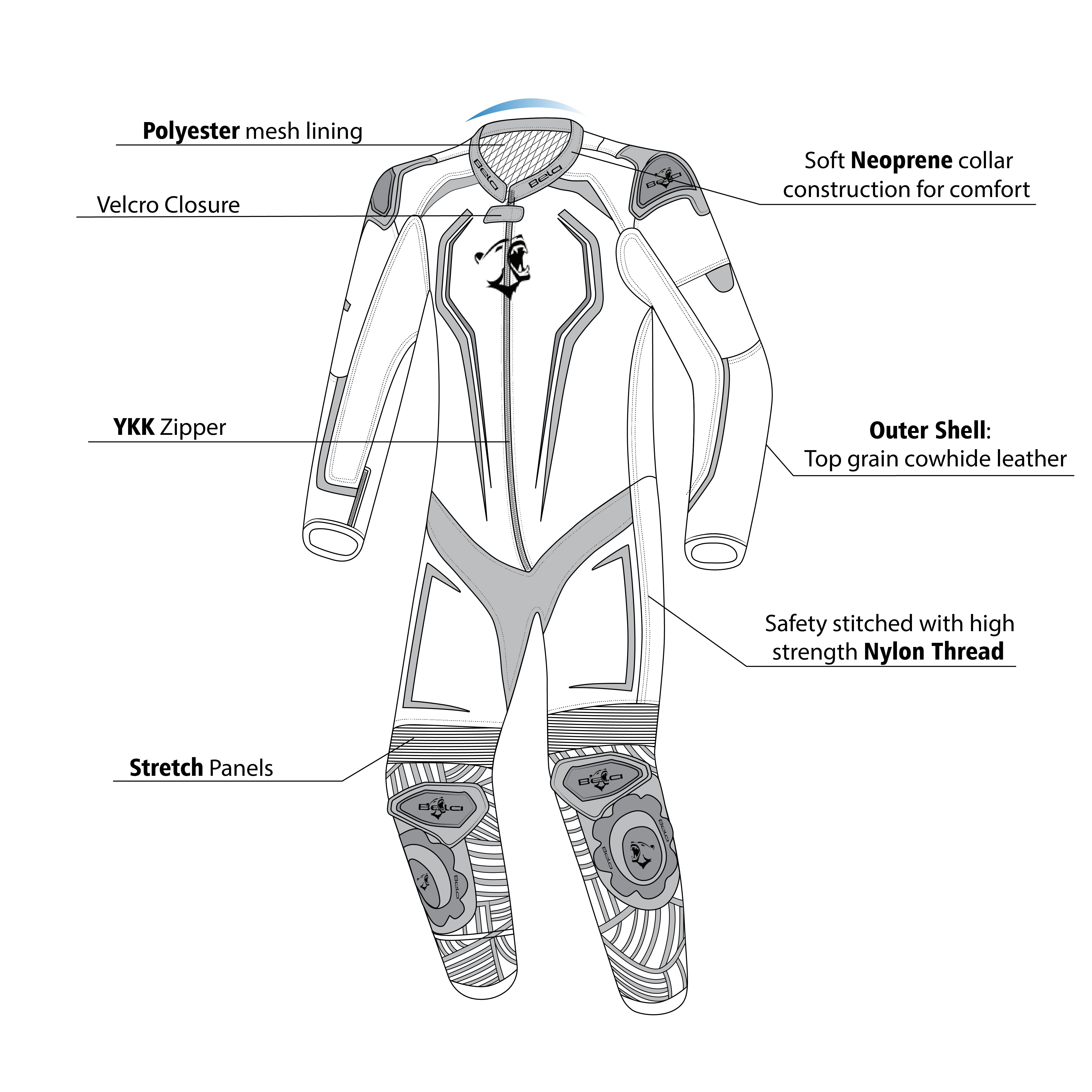  BELA-North Star 1 PC Suit Black/White/Red - SECURTEX MOTOR SL (t/a MaximoMoto)