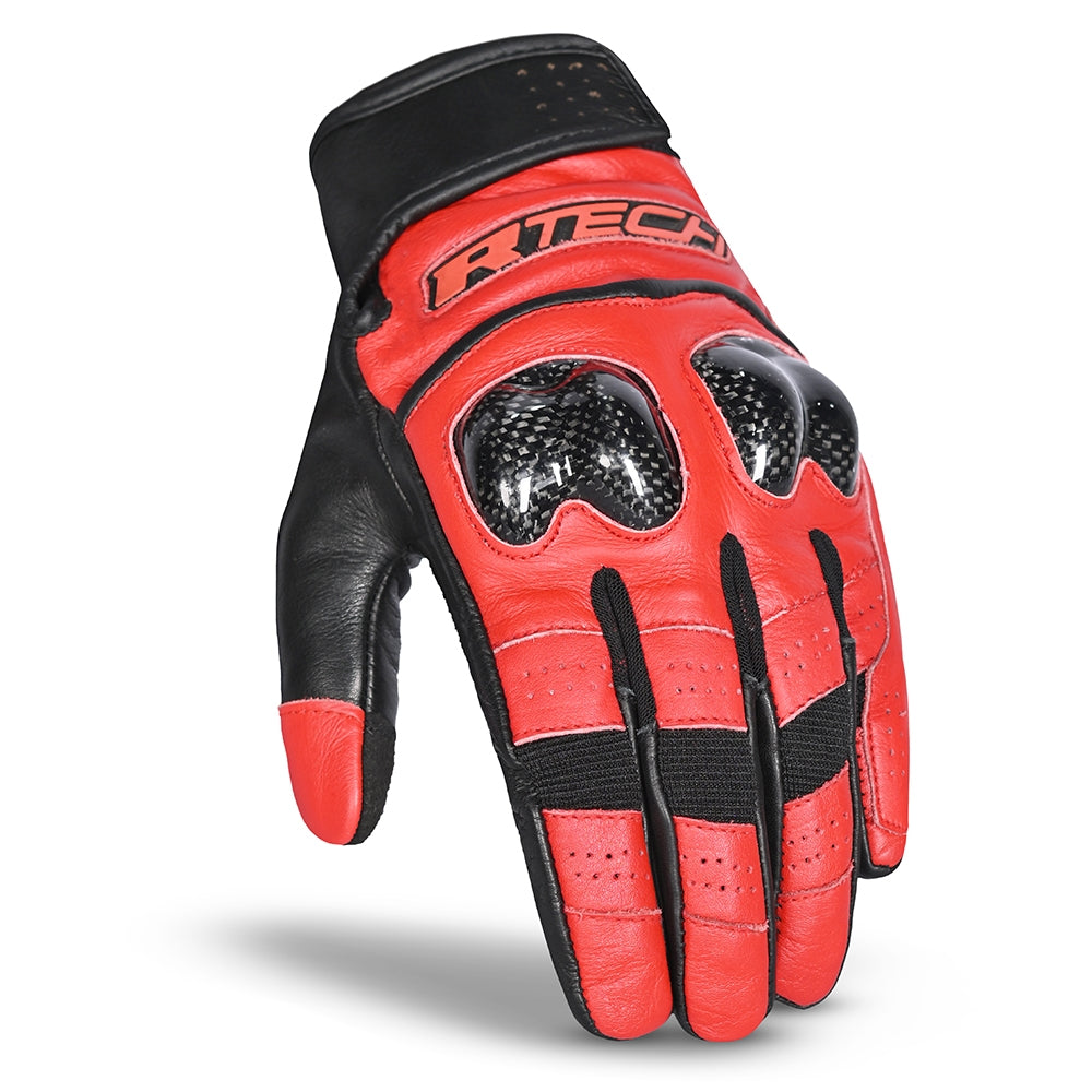 R-TECH - Falcon Summer Leather Glove Black/Red - SECURTEX MOTOR SL (t/a MaximoMoto)