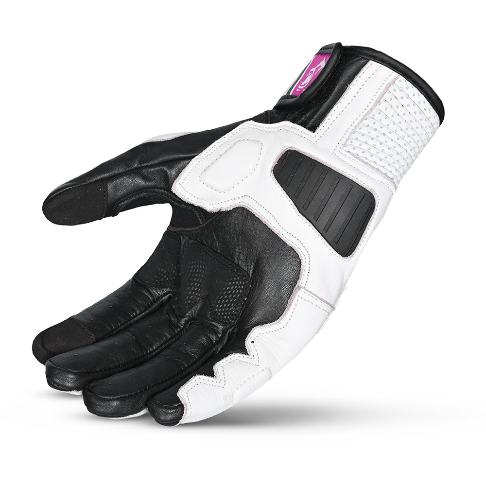  BELA - BLAST LADY LEATHER GLOVE BLACK/WHITE/PINK - SECURTEX MOTOR SL (t/a MaximoMoto)