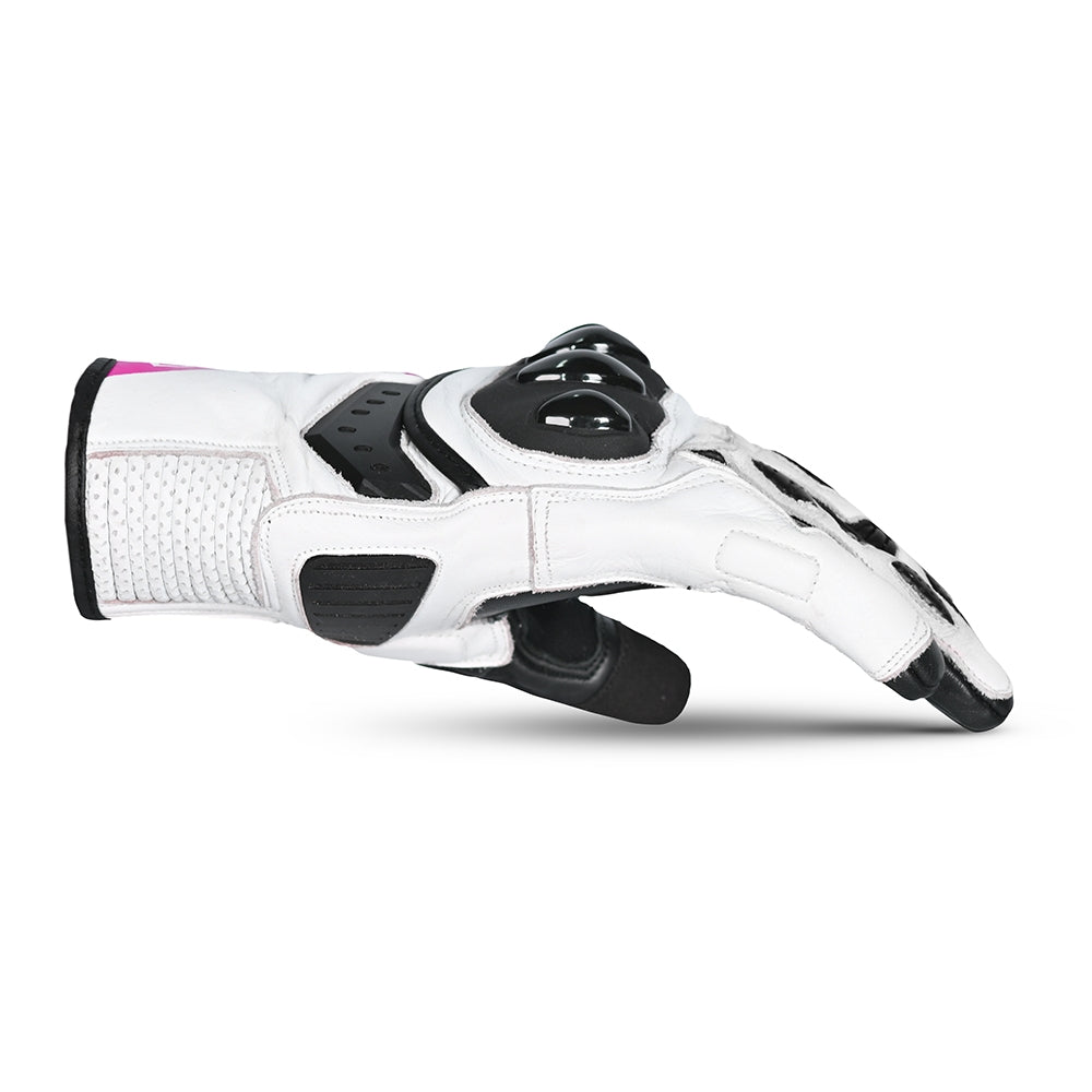  BELA - BLAST LADY LEATHER GLOVE BLACK/WHITE/PINK - SECURTEX MOTOR SL (t/a MaximoMoto)