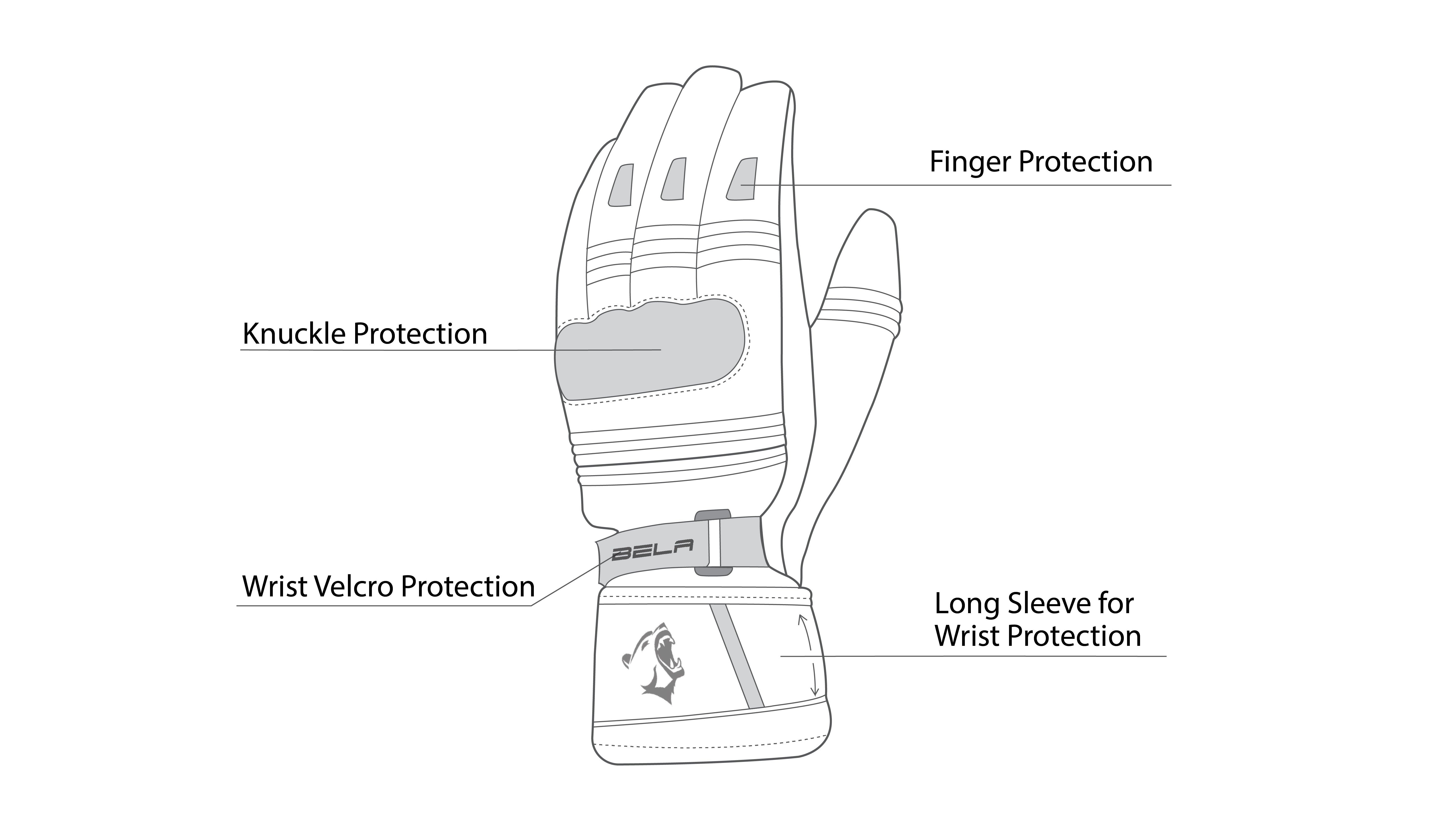  BELA - Ice Winter WP Leather Glove Black/White/Red - SECURTEX MOTOR SL (t/a MaximoMoto)