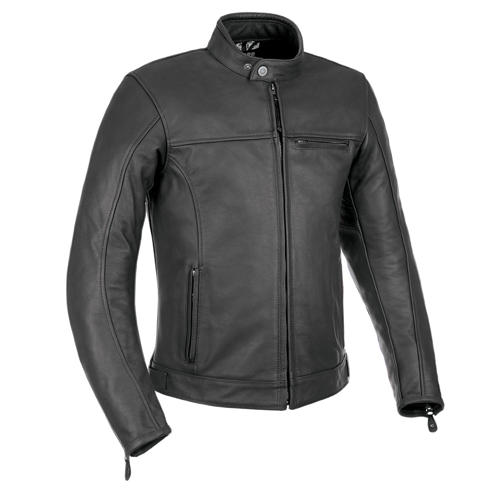 Oxford Walton Premium Motorcycle Leather Jacket Black  front pic