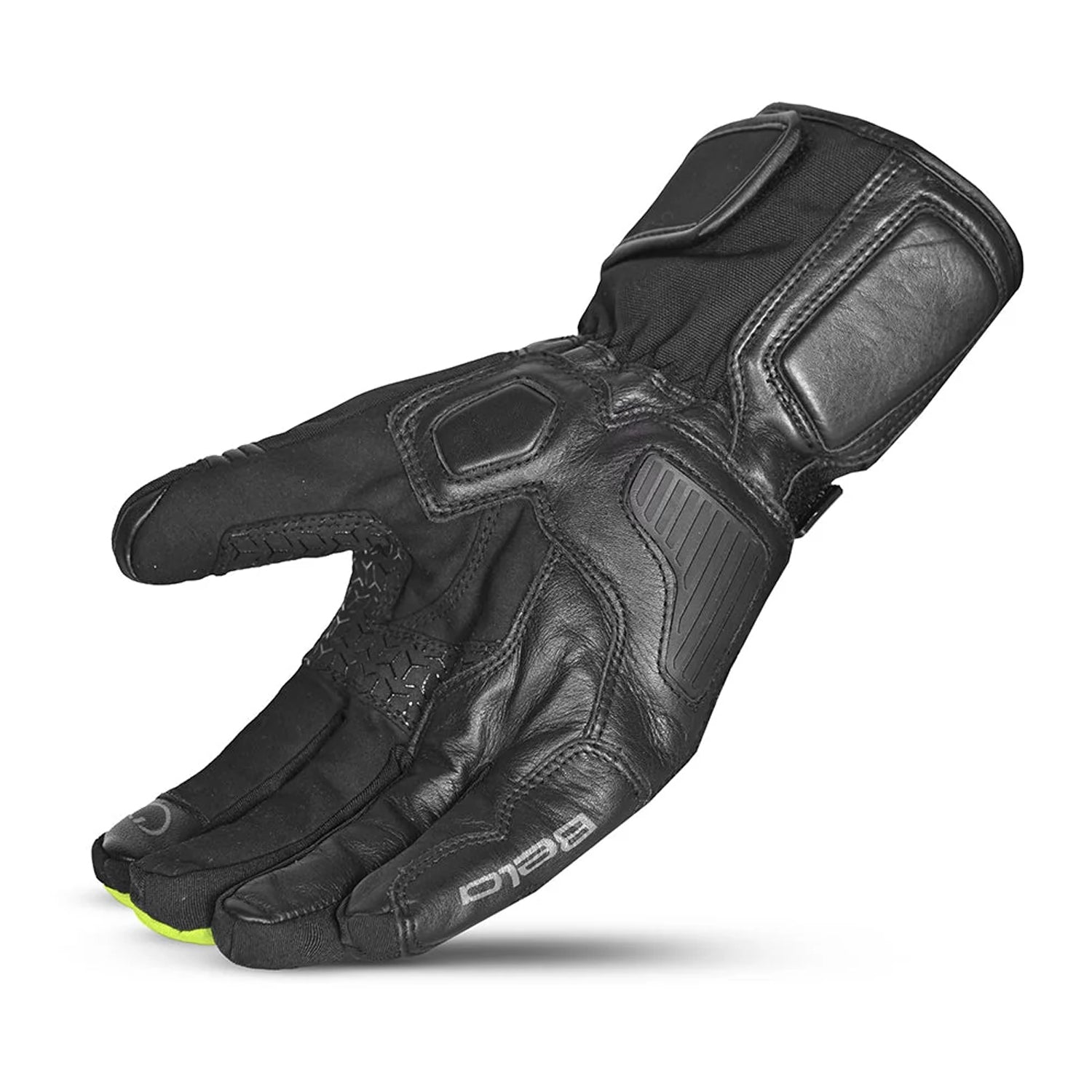 BELA Ice Winter Lady Motorcycle Leather Gloves Black Yellow Fluo
