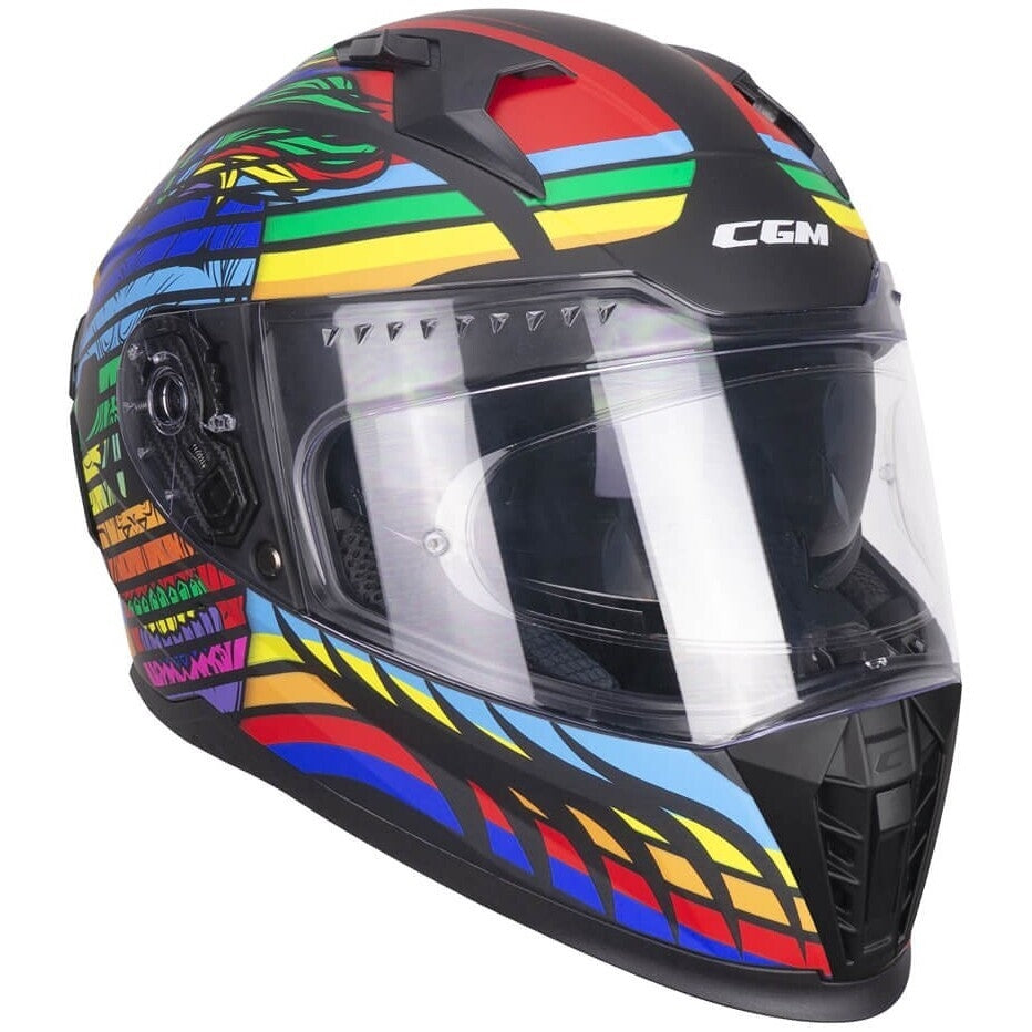 CGM 311X BLAST SKULL Moto Integral Casco Negro Azul Rojo Mate