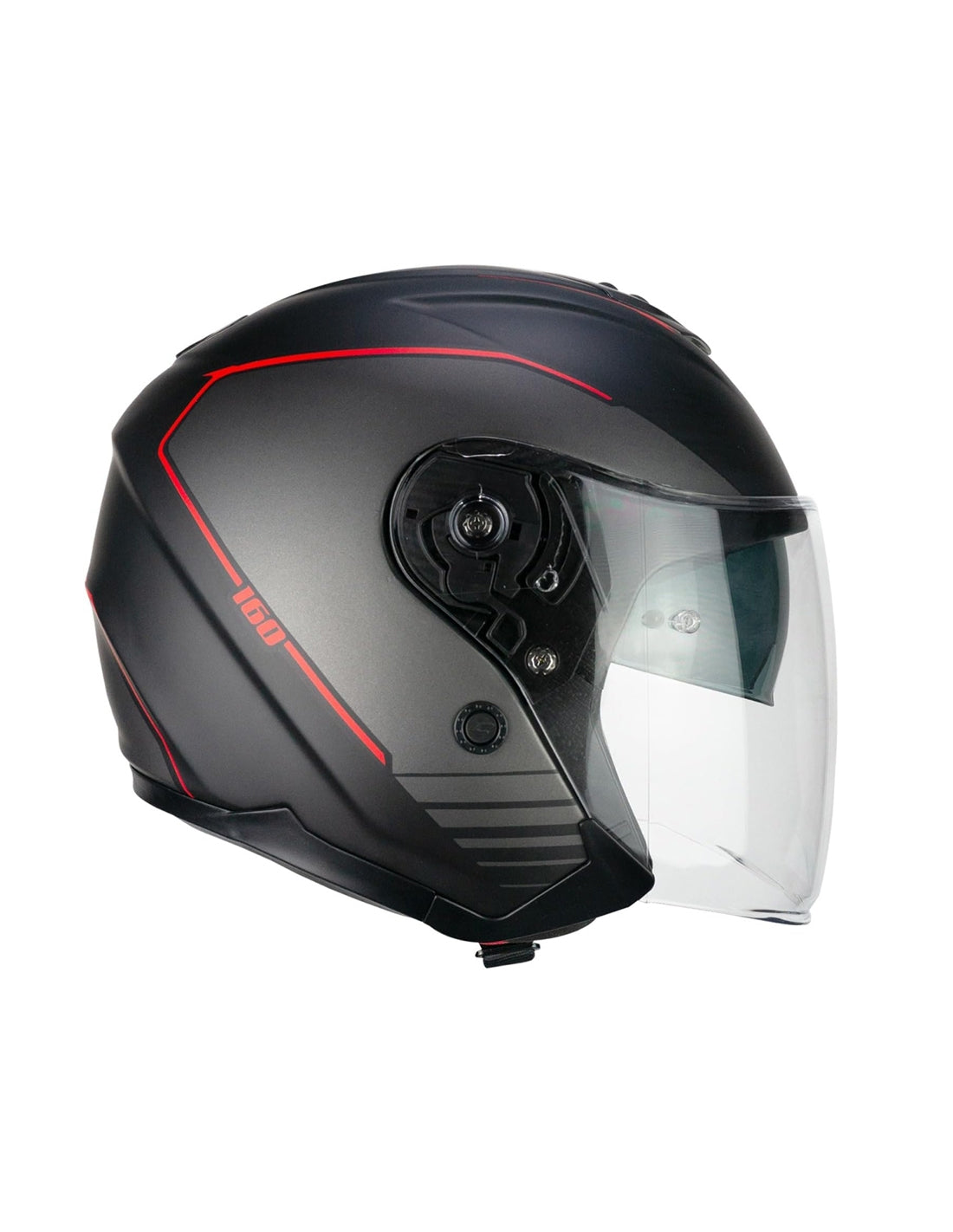 CGM 160G JAD RIDE JET CASCO MOTO NERO ROSSO OPACO